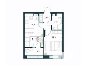 1-к квартира, вторичка, 37м2, 7/18 этаж