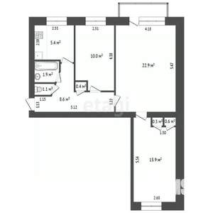 3-к квартира, вторичка, 65м2, 4/5 этаж