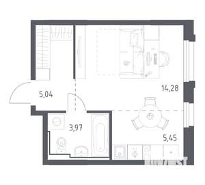 Студия квартира, вторичка, 29м2, 16/17 этаж