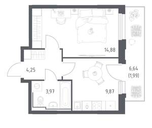 1-к квартира, вторичка, 35м2, 11/17 этаж