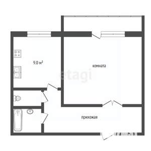 1-к квартира, вторичка, 41м2, 7/9 этаж