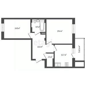 2-к квартира, вторичка, 66м2, 15/16 этаж