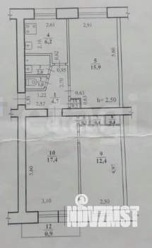 3-к квартира, вторичка, 61м2, 4/5 этаж