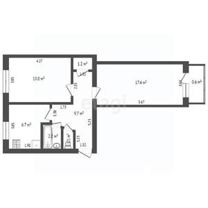 2-к квартира, вторичка, 50м2, 4/5 этаж