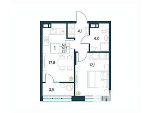 1-к квартира, вторичка, 38м2, 7/18 этаж
