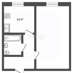 1-к квартира, вторичка, 32м2, 2/5 этаж