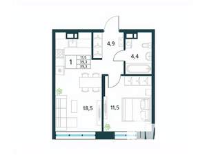 1-к квартира, вторичка, 39м2, 2/10 этаж