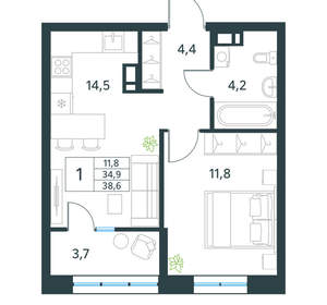 1-к квартира, вторичка, 39м2, 9/18 этаж
