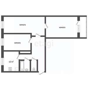 3-к квартира, вторичка, 59м2, 9/9 этаж