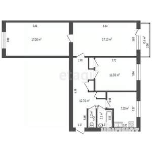 3-к квартира, вторичка, 69м2, 3/5 этаж