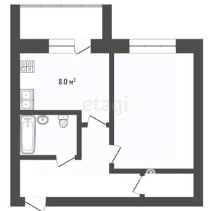 1-к квартира, вторичка, 35м2, 2/5 этаж