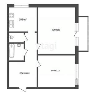 2-к квартира, вторичка, 65м2, 2/2 этаж