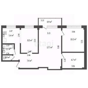 3-к квартира, вторичка, 58м2, 4/5 этаж