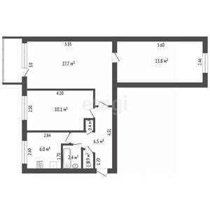 3-к квартира, вторичка, 58м2, 2/5 этаж