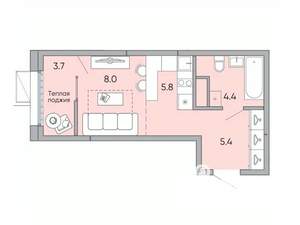 Студия квартира, вторичка, 27м2, 17/18 этаж