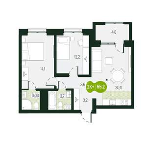 3-к квартира, вторичка, 65м2, 13/17 этаж
