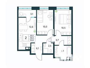 2-к квартира, вторичка, 54м2, 13/18 этаж