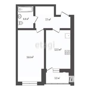 1-к квартира, вторичка, 44м2, 3/9 этаж