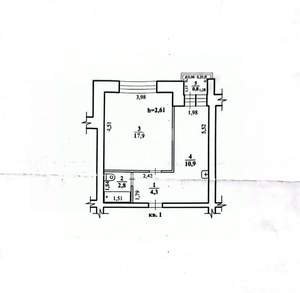 1-к квартира, вторичка, 37м2, 1/9 этаж