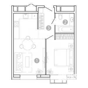 1-к квартира, вторичка, 43м2, 8/15 этаж