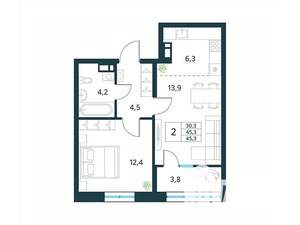2-к квартира, вторичка, 45м2, 14/18 этаж