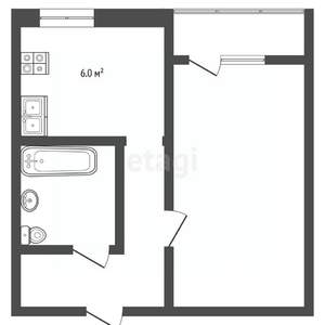 1-к квартира, вторичка, 31м2, 2/5 этаж