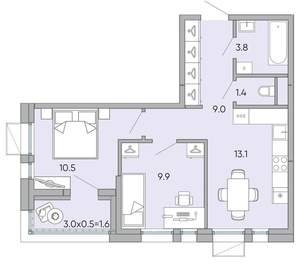 2-к квартира, вторичка, 49м2, 12/18 этаж