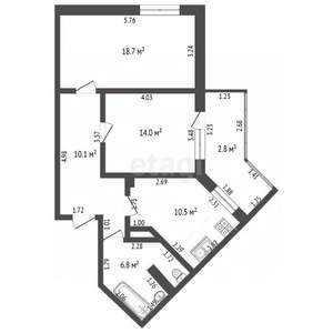 2-к квартира, вторичка, 60м2, 6/16 этаж