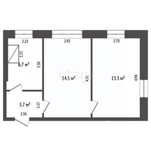 2-к квартира, вторичка, 38м2, 2/2 этаж