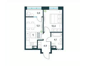 1-к квартира, вторичка, 35м2, 17/18 этаж