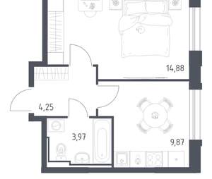 1-к квартира, вторичка, 33м2, 11/17 этаж