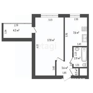 1-к квартира, вторичка, 32м2, 7/9 этаж