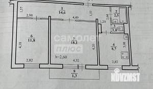 2-к квартира, вторичка, 58м2, 7/9 этаж