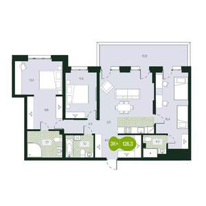 4-к квартира, вторичка, 126м2, 1/18 этаж