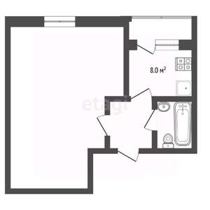 1-к квартира, вторичка, 32м2, 1/2 этаж