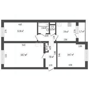 3-к квартира, вторичка, 66м2, 1/5 этаж