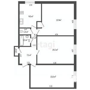 3-к квартира, вторичка, 76м2, 2/2 этаж