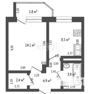 1-к квартира, вторичка, 37м2, 14/16 этаж
