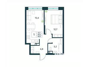 1-к квартира, вторичка, 40м2, 12/18 этаж