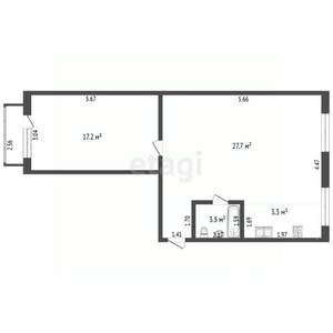 2-к квартира, вторичка, 51м2, 3/5 этаж