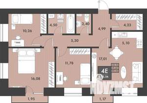 3-к квартира, строящийся дом, 83м2, 2/9 этаж