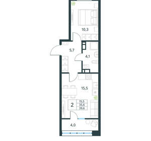 2-к квартира, вторичка, 40м2, 10/10 этаж