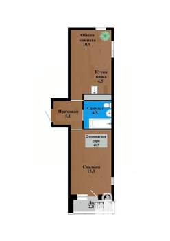 2-к квартира, строящийся дом, 42м2, 4/12 этаж