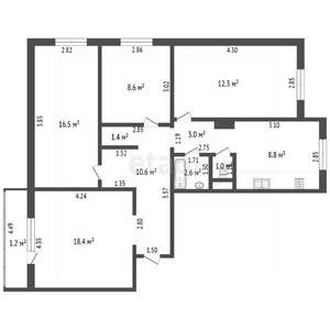4-к квартира, вторичка, 85м2, 3/9 этаж