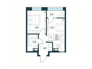 1-к квартира, вторичка, 34м2, 18/18 этаж