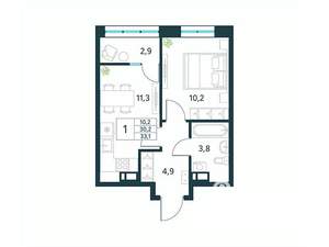 1-к квартира, вторичка, 33м2, 18/18 этаж